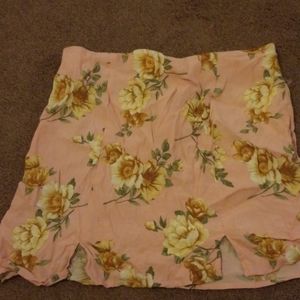 Pink floral mini skirt